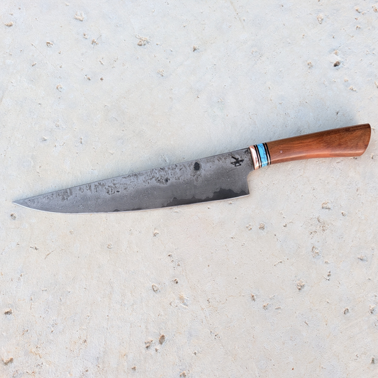 216mm Western Kitchen Knife, Mahagony, Copper & Turquoise