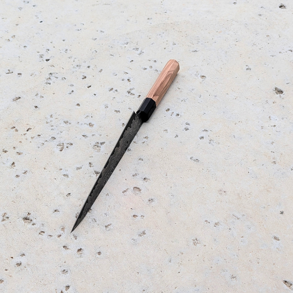 Sujihiki 205mm, Damascus  San-mai, Olive Handle #Suj5703