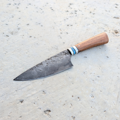 140mm Drop Point Skinner, Koa, Silver & Turquoise