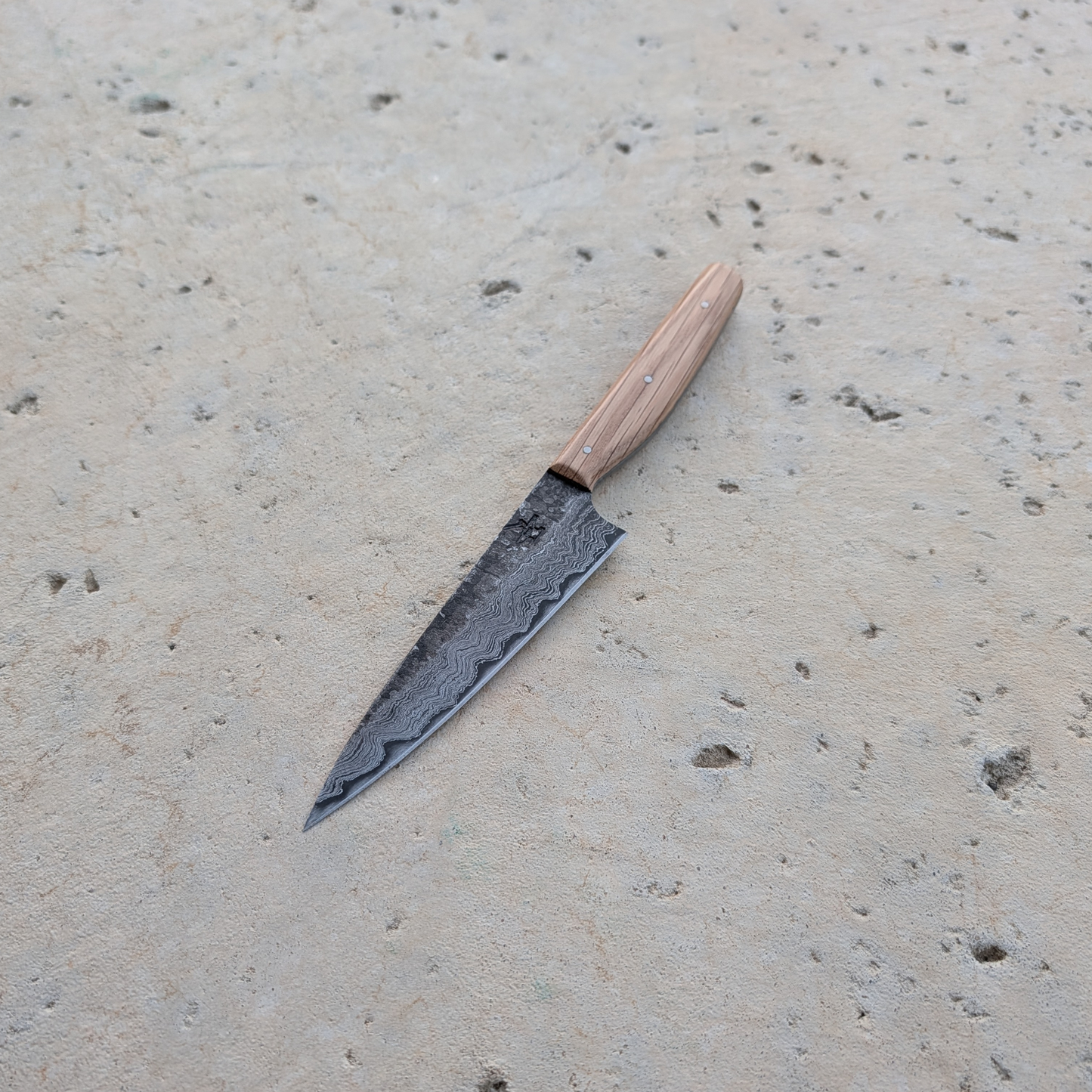 121mm Damascus Clad Petty, Natural Oak