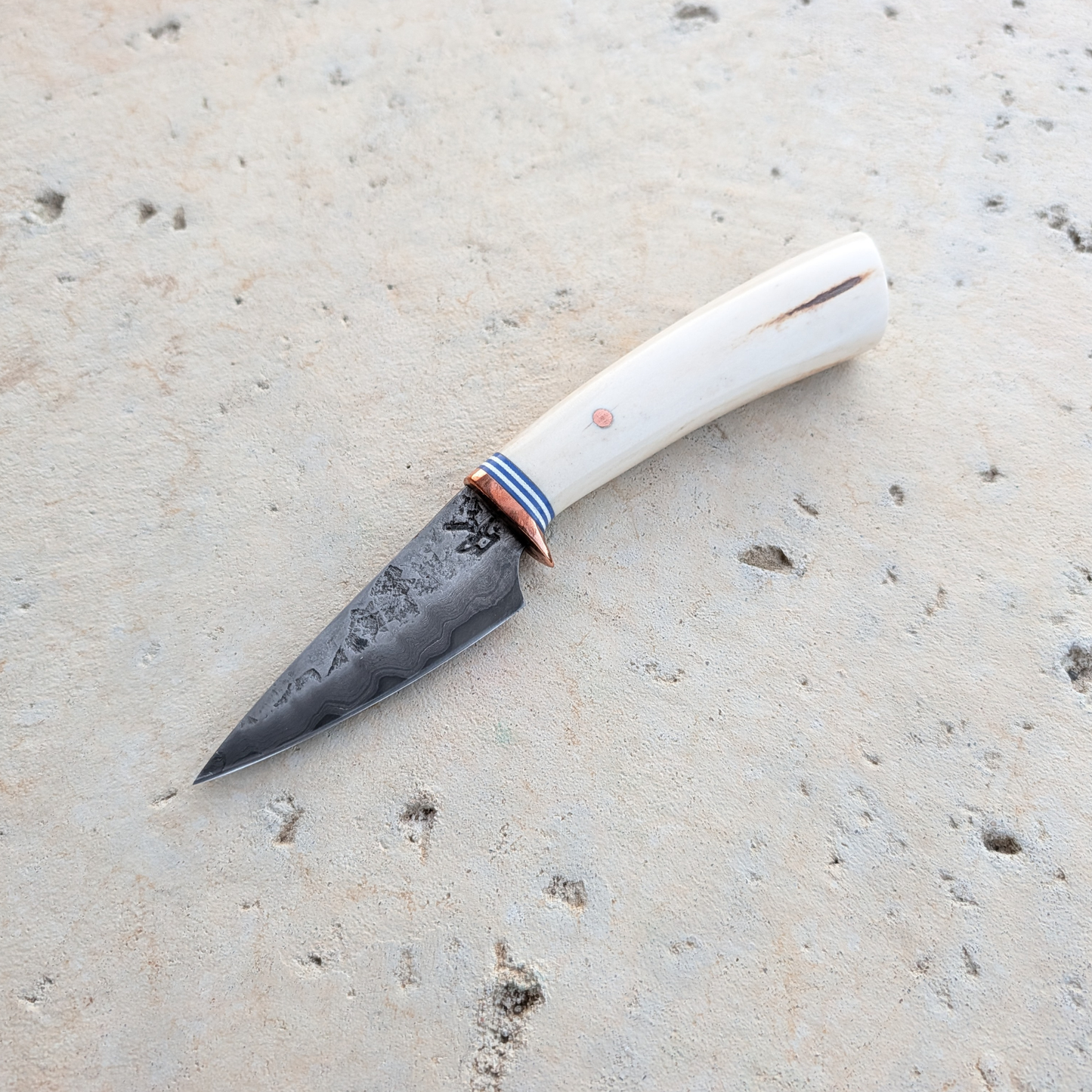 76mm Damascus Clad Skinner, Stag Horn