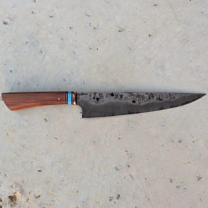 216mm Western Kitchen Knife, Mahagony, Copper & Turquoise