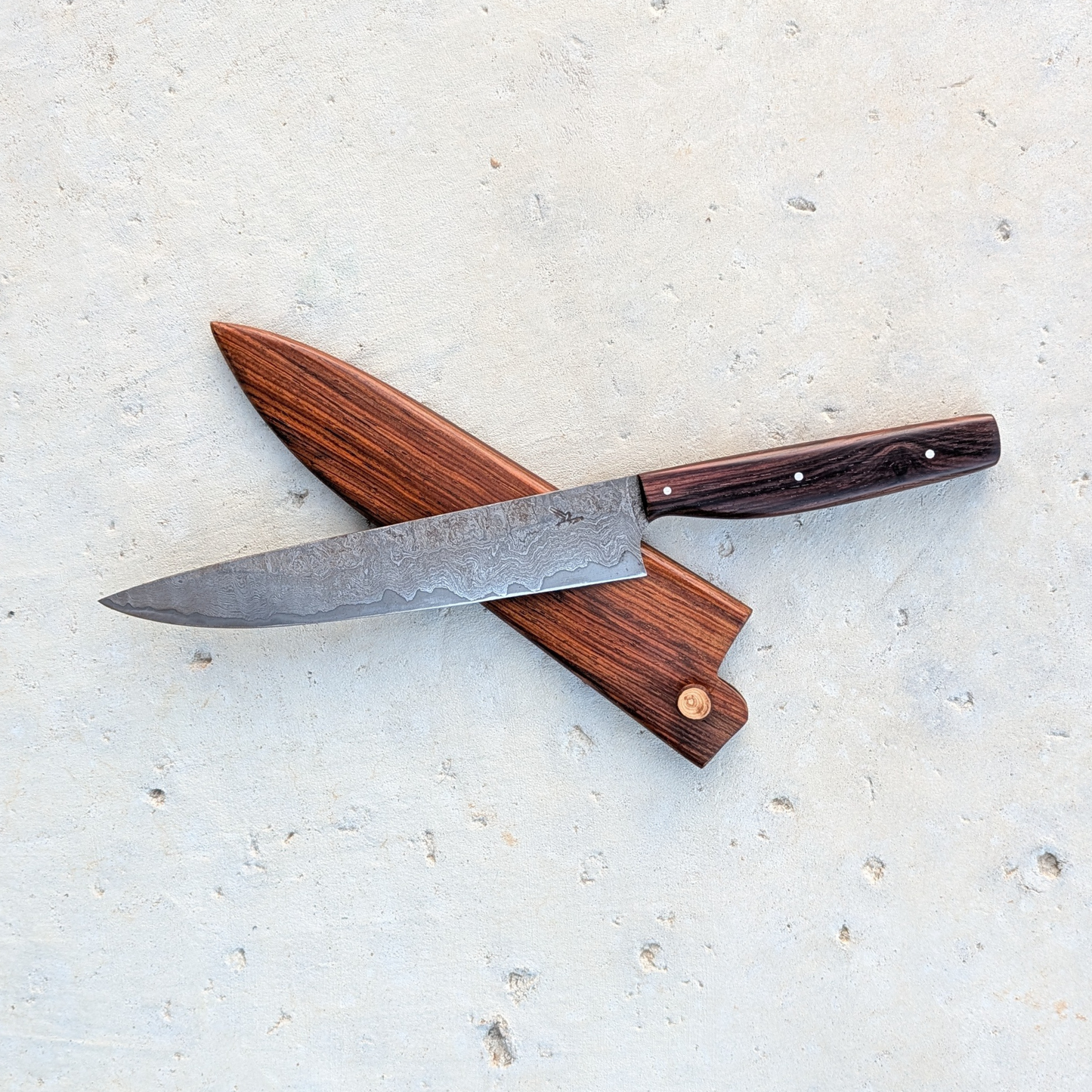 178mm Damascus Clad Petty, Cocobolo