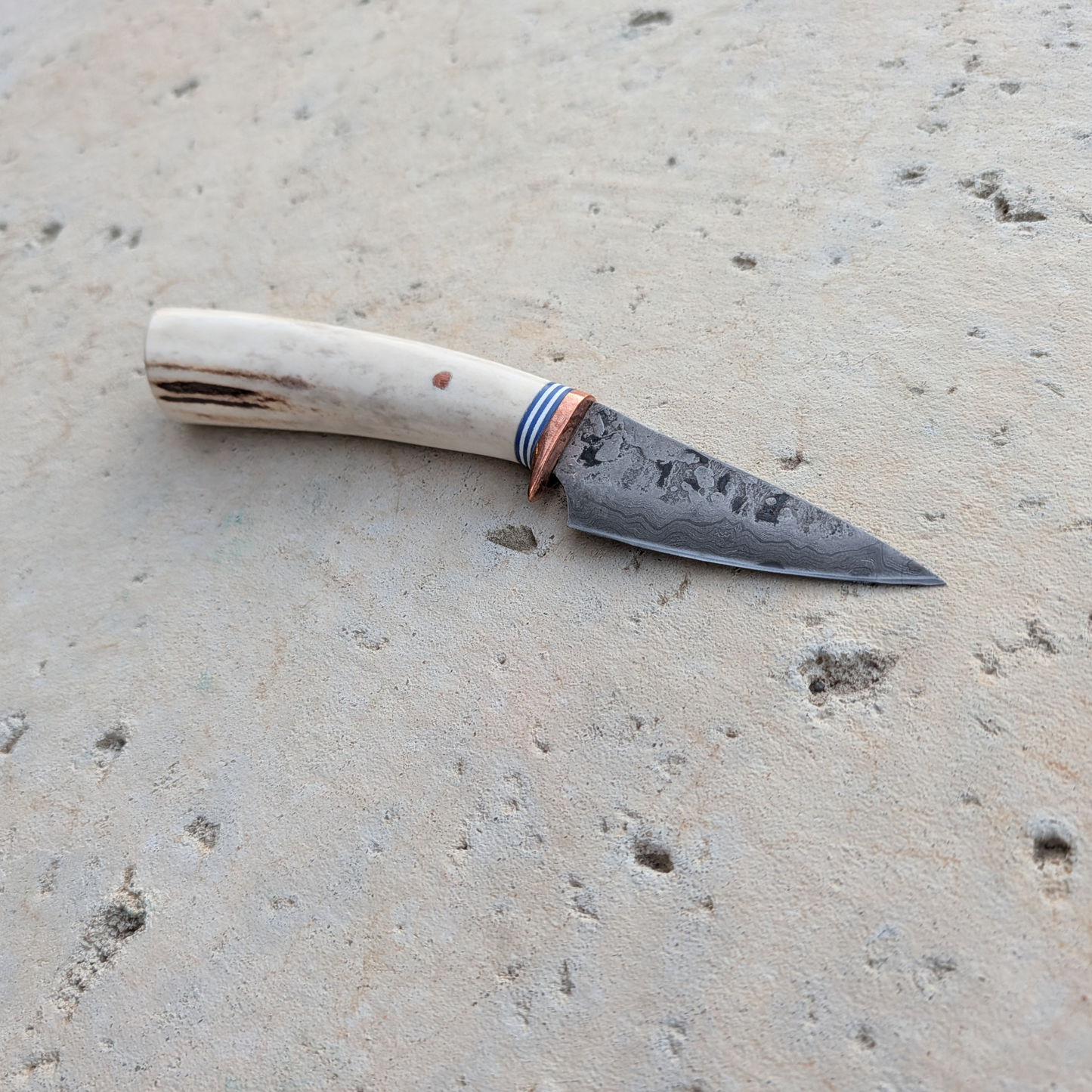 76mm Damascus Clad Skinner, Stag Horn