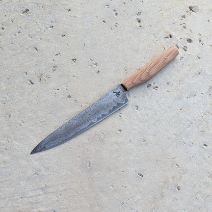 178mm Western Damascus Petty Knife, White Oak