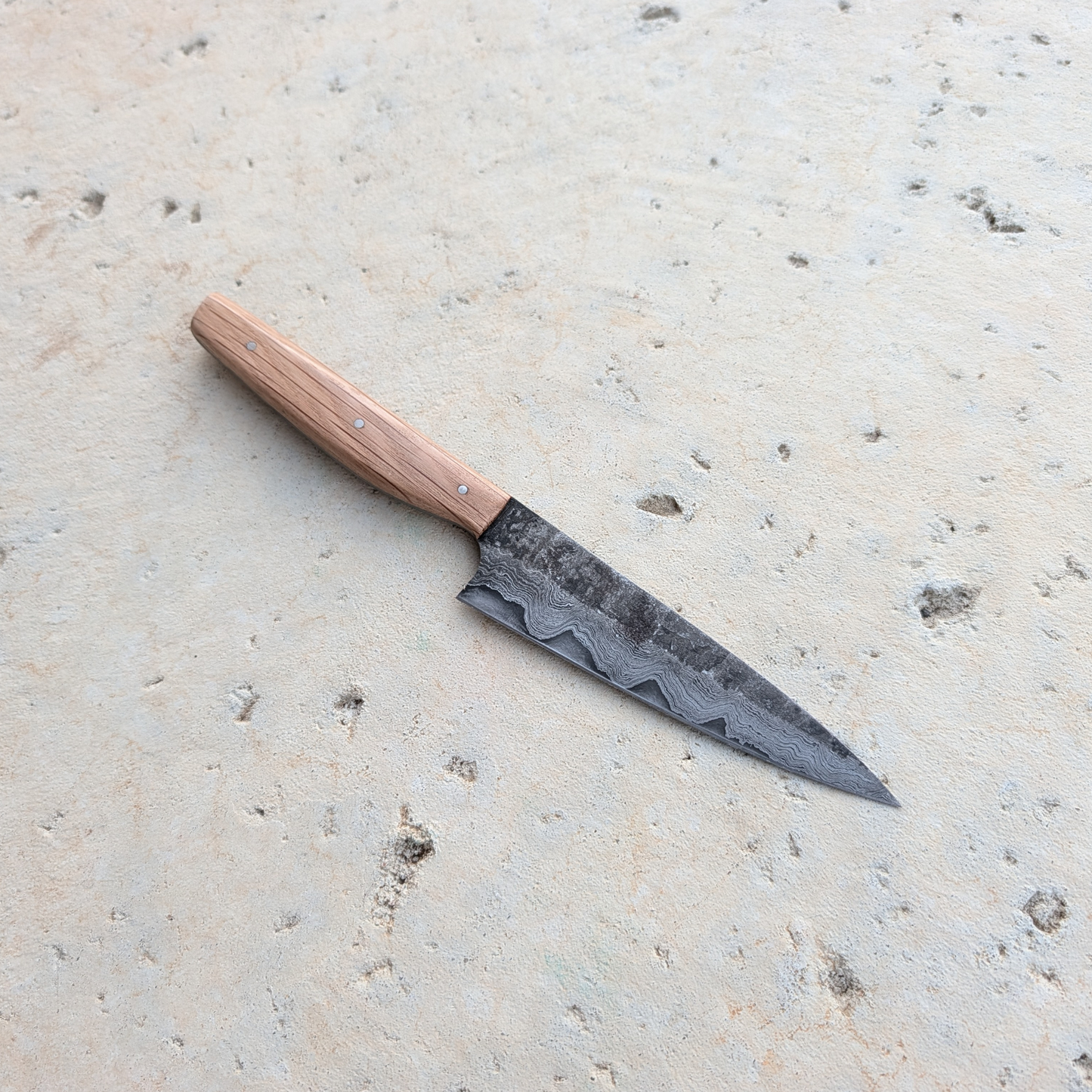121mm Damascus Clad Petty, Natural Oak
