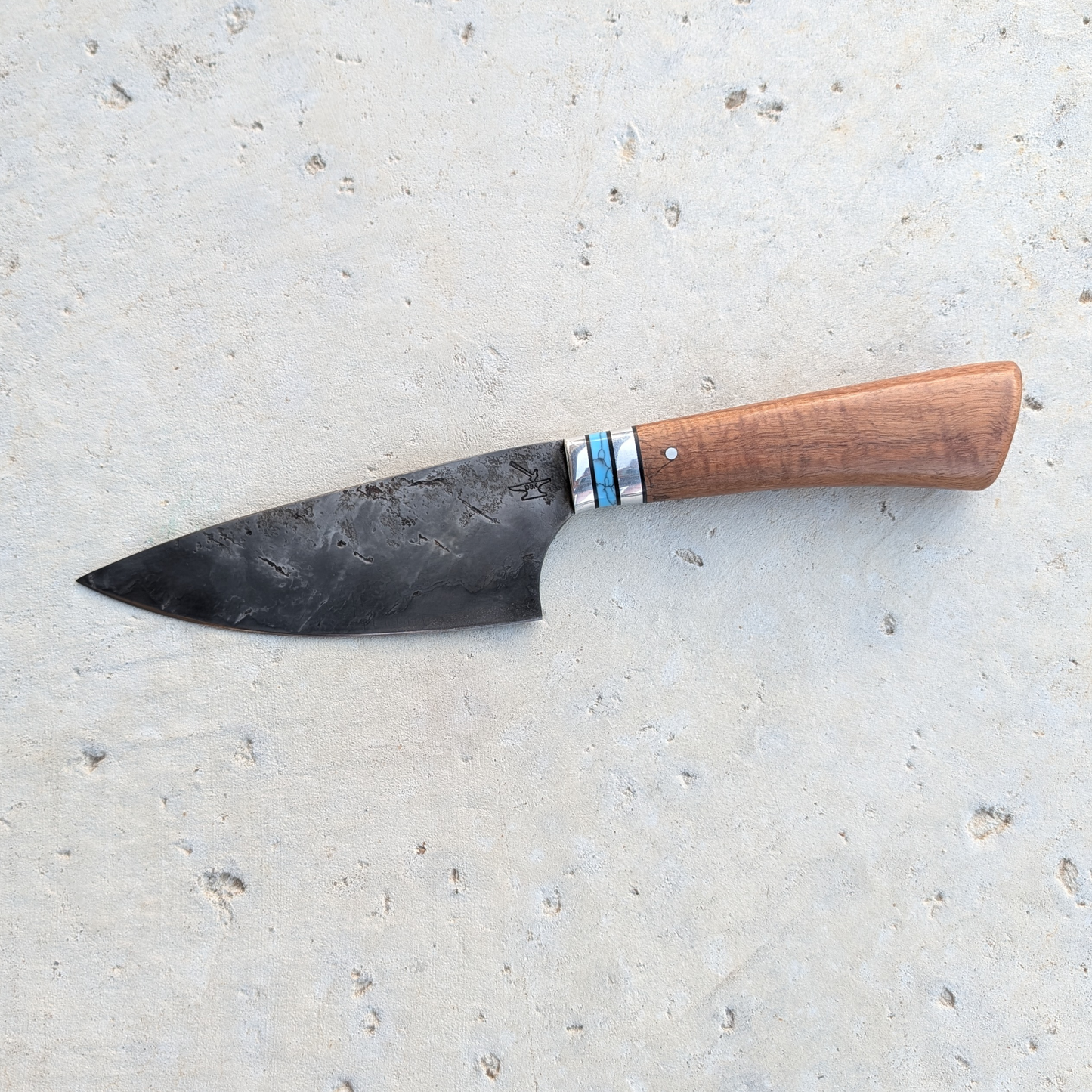 140mm Drop Point Skinner, Koa, Silver & Turquoise