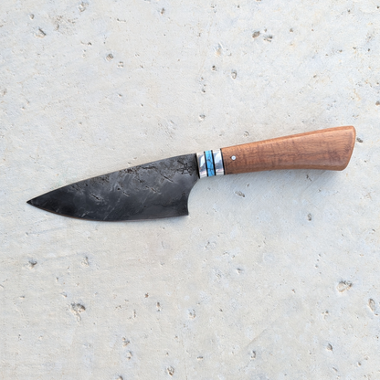 140mm Drop Point Skinner, Koa, Silver & Turquoise
