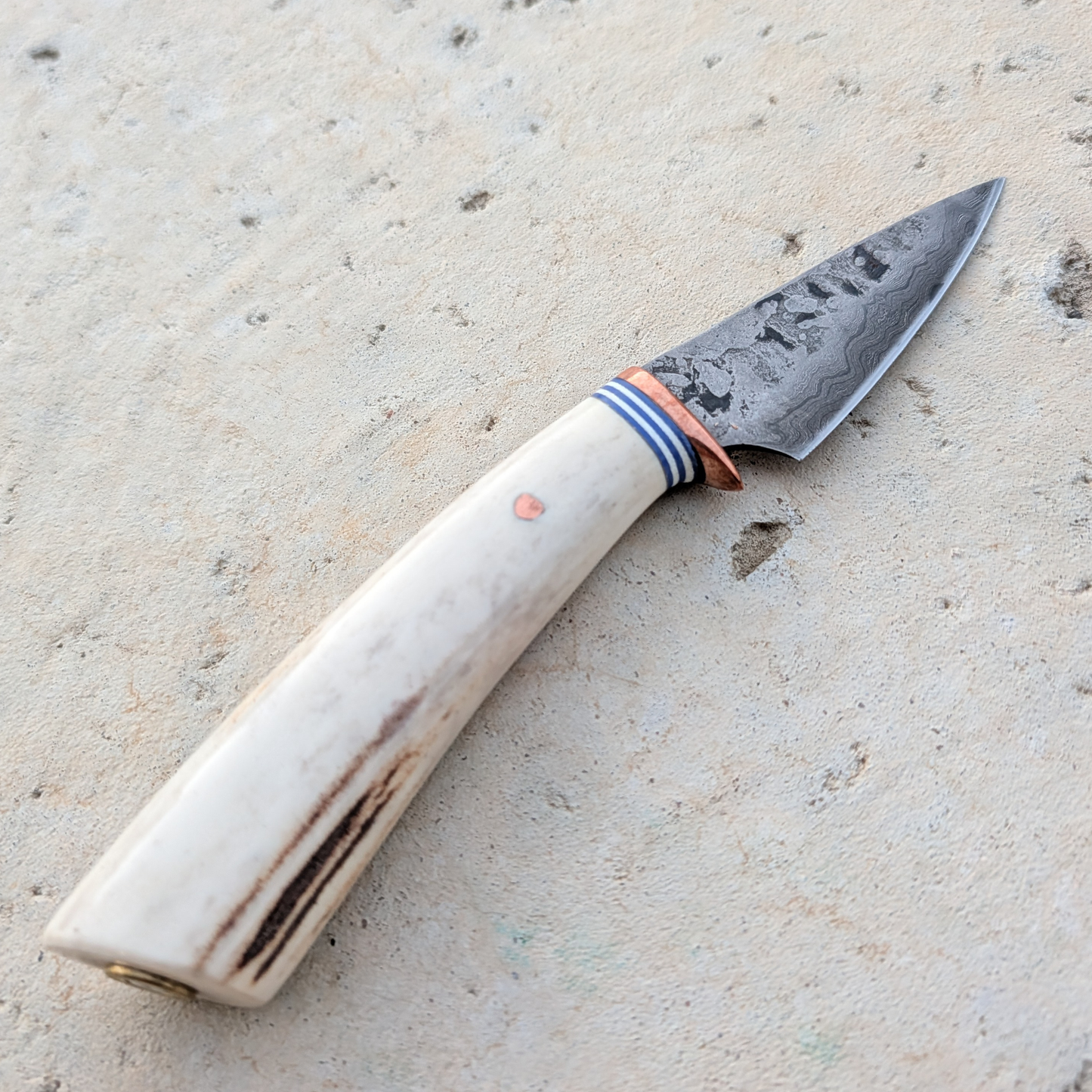 76mm Damascus Clad Skinner, Stag Horn